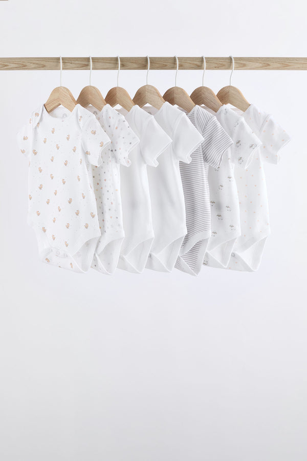 White Short Sleeve Baby Bodysuits