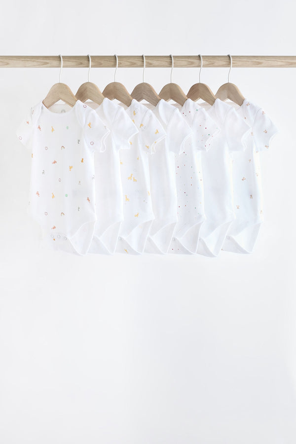 White 100% Cotton Short Sleeve Baby Bodysuits