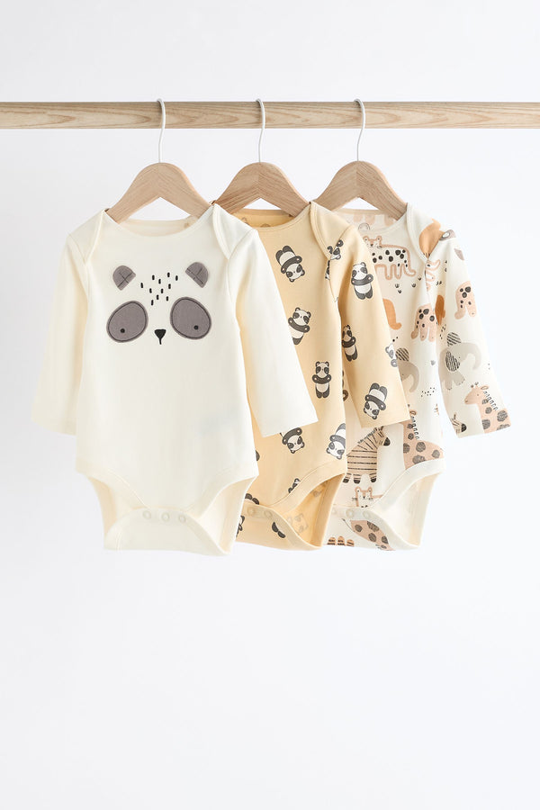 Orange/White Baby Long Sleeve Character Bodysuits 3 Pack