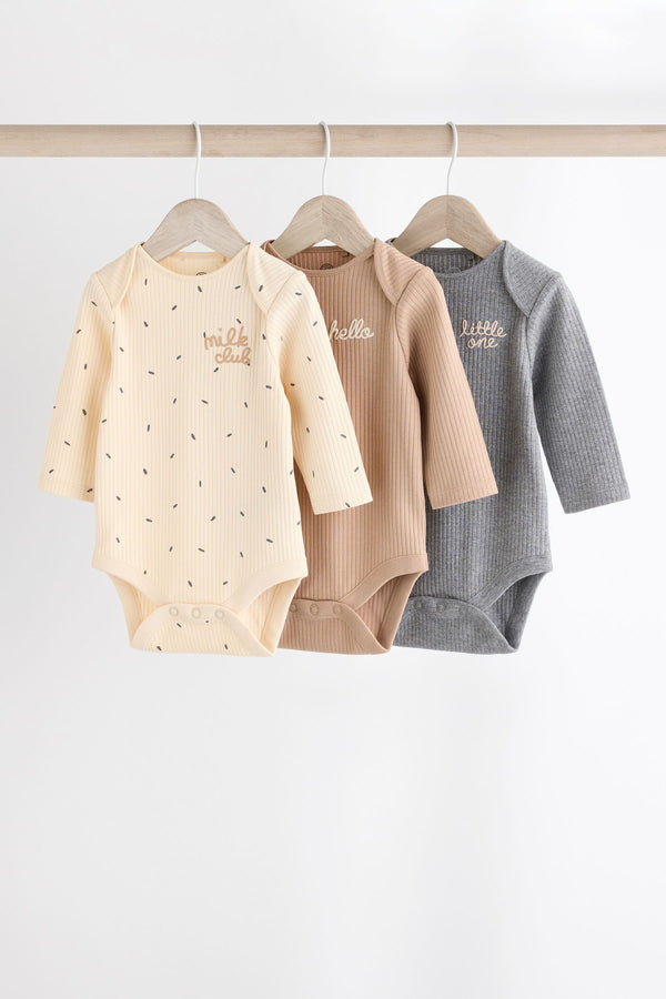 Neutral 100% Cotton Baby Bodysuits 3 Pack