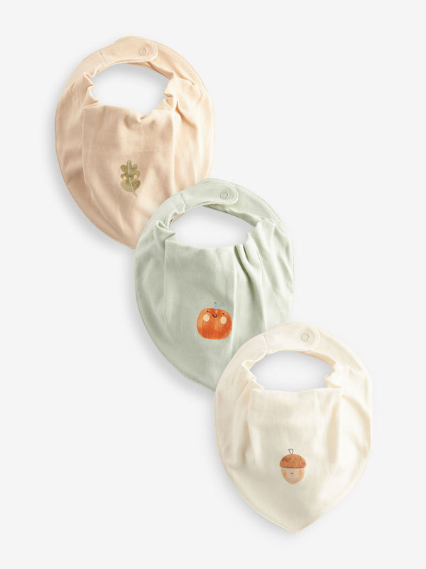 Cream Baby Halloween Dribble 100% Cotton Bibs 3 Pack