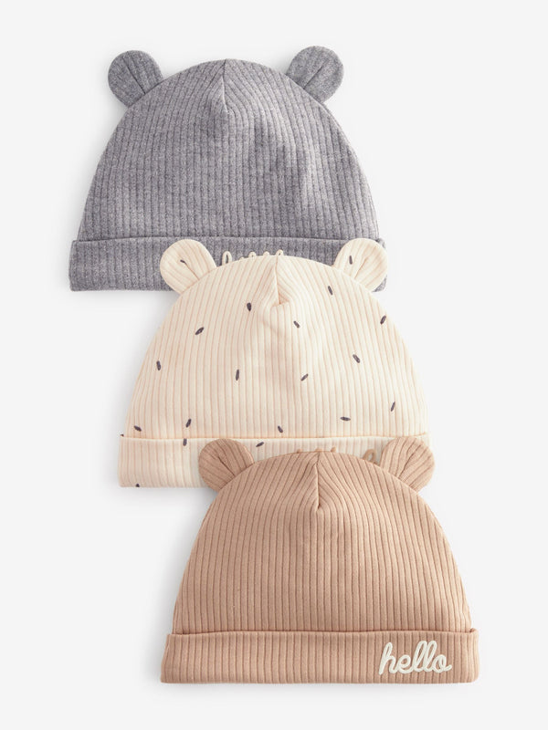 Neutral Milk Club Beanie Jersey Baby Hats 3 Pack (0-12mths)