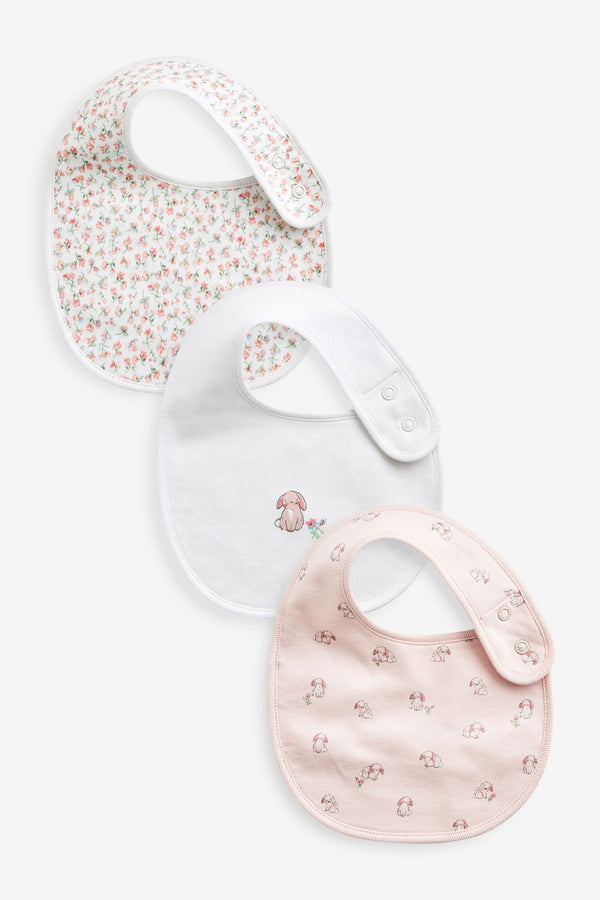 Pink Baby 100% Cotton Bibs 3 Pack