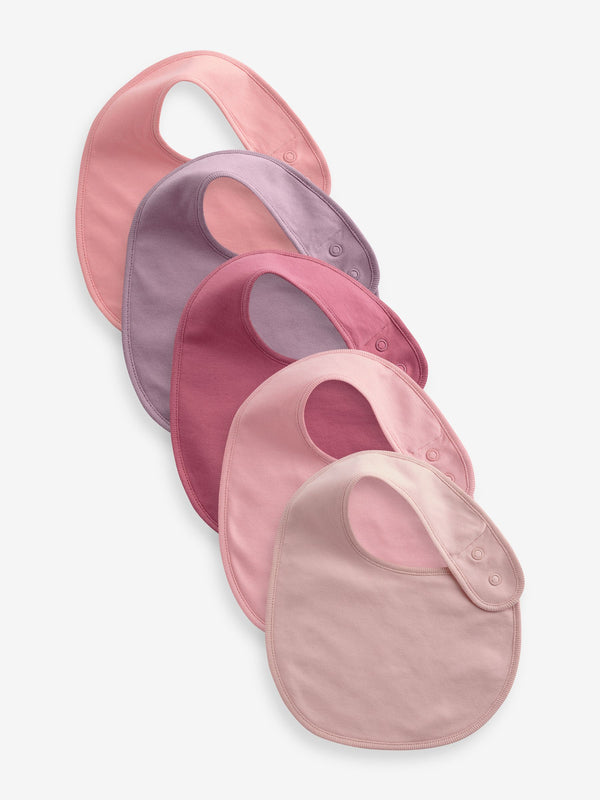 Pink Plain 5 Pack Baby Bibs