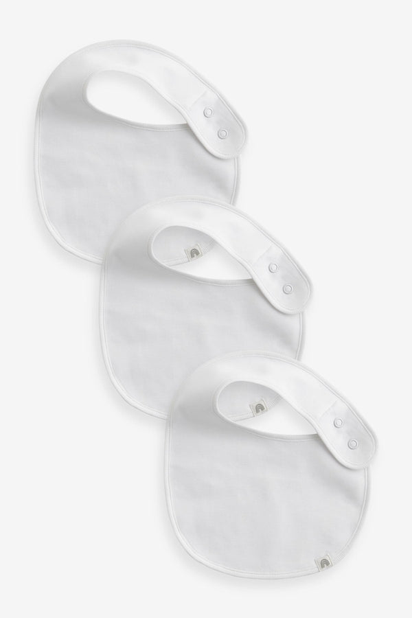 White 100% Cotton Baby Bibs 3 Pack