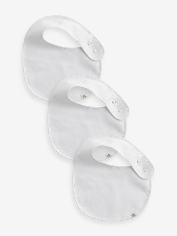 White 100% Cotton Baby Bibs 3 Pack