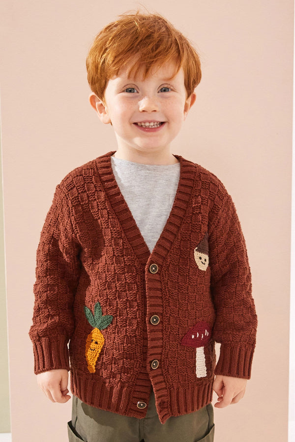 Rust Brown Textured Character Cardigan (3mths-7yrs)