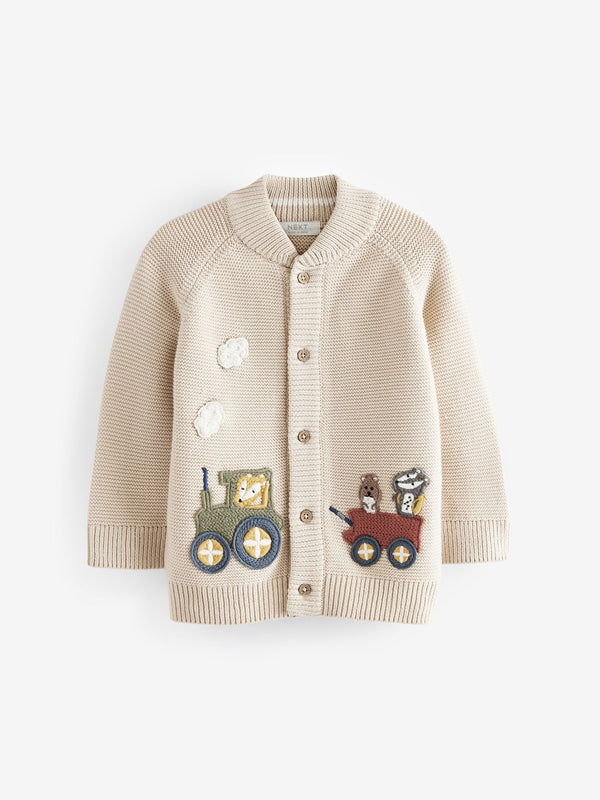 Neutral Train Character 100% Cotton Cardigan (3mths-7yrs)