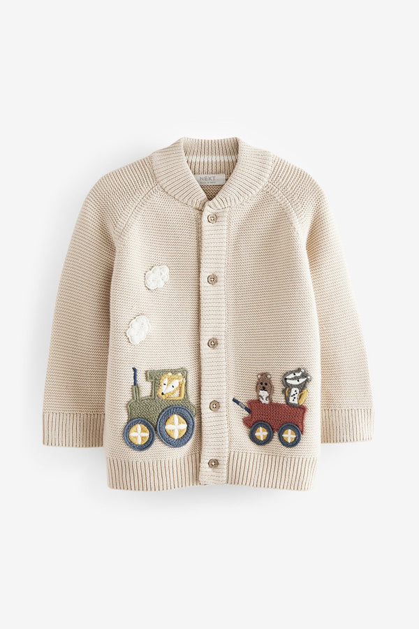 Neutral Train Character 100% Cotton Cardigan (3mths-7yrs)