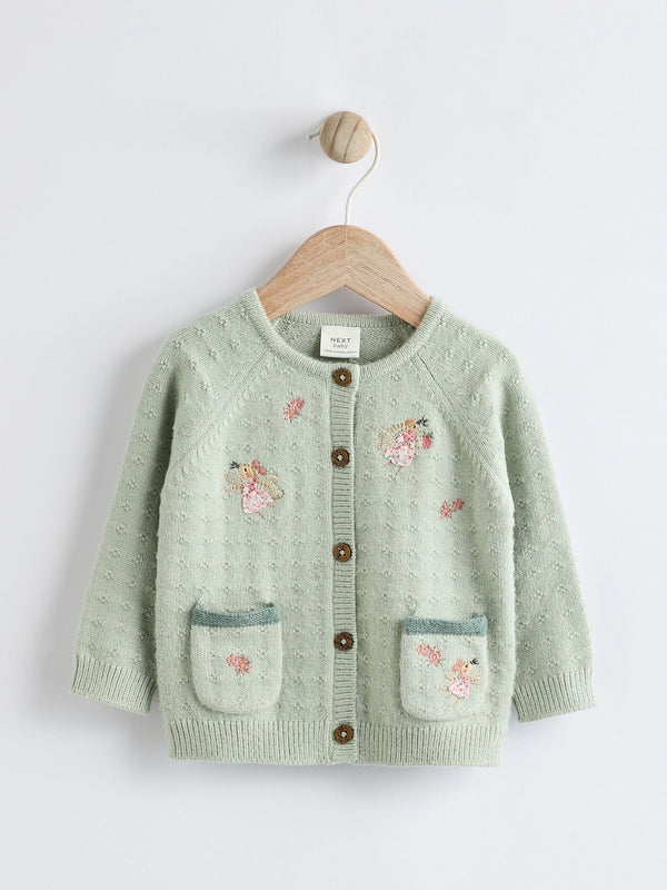 Sage Green Fairy Embroidered Fairy Cardigan (0mths-2yrs)