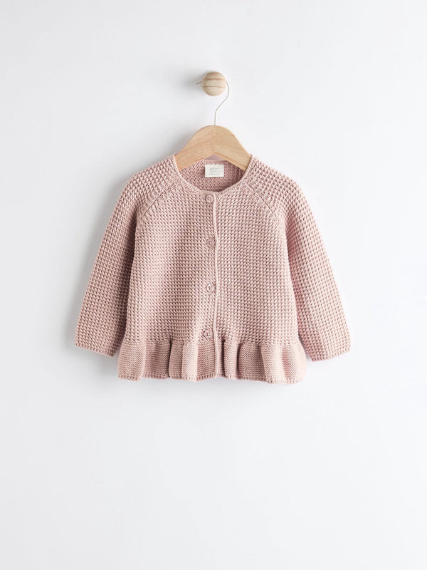 Light Pink Knitted Baby Peplum Cardigan (0mths-2yrs)