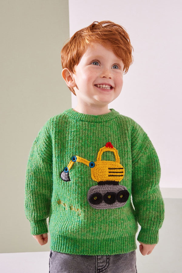 Green Digger Knitted Crew Neck Jumper (3mths-7yrs)