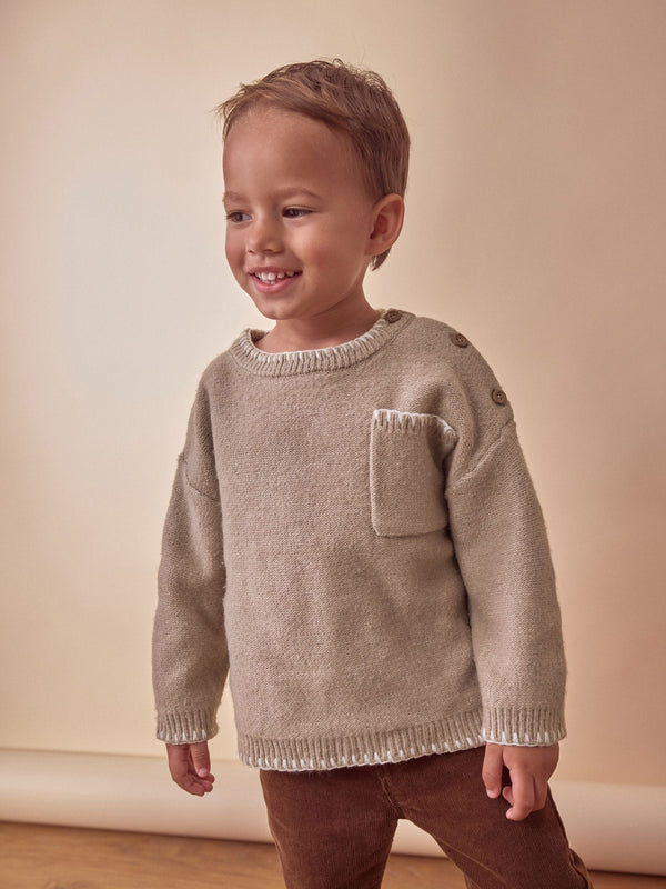 Neutral Knitted Crew Neck Jumper (3mths-7yrs)