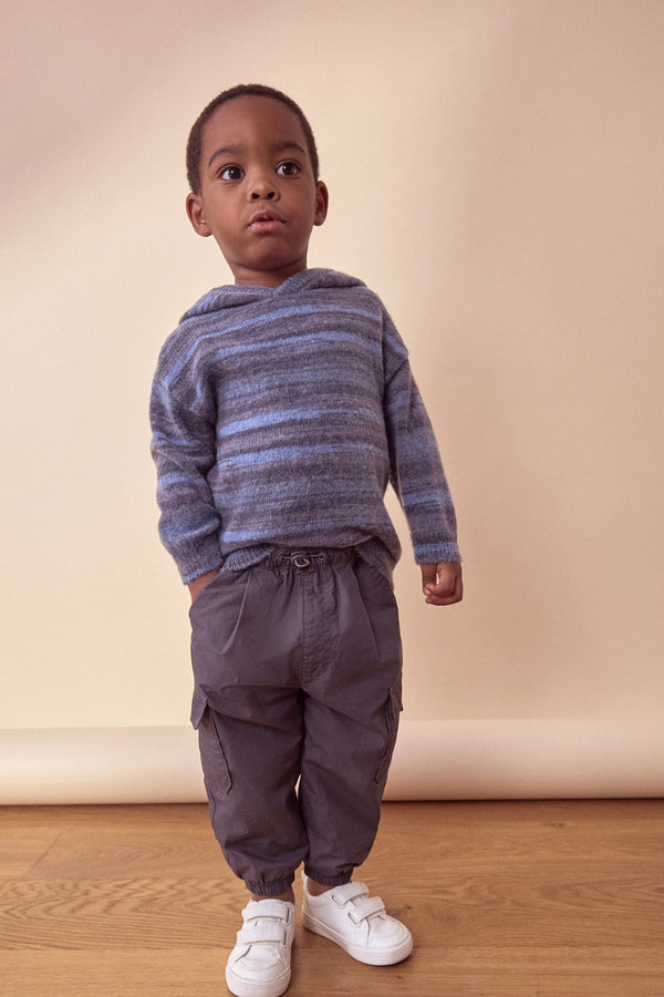 Blue Space Dye Knitted Hoodie (3mths-7yrs)