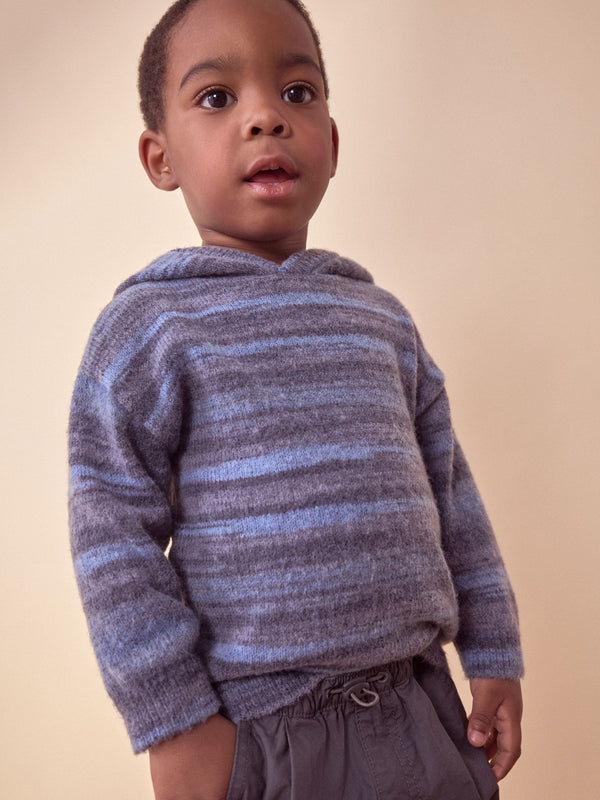 Blue Stripe Knitted Hoodie (3mths-7yrs)
