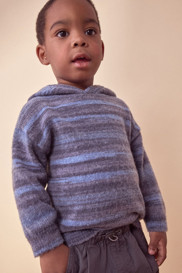 Blue Space Dye Knitted Hoodie (3mths-7yrs)