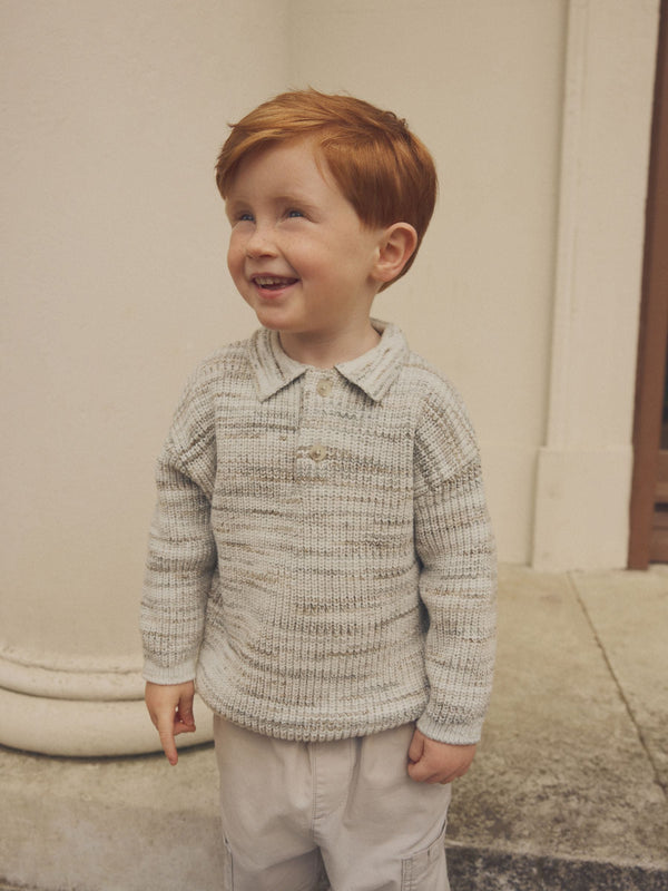 Neutral Long Sleeve Polo Shirt (3mths-7yrs)