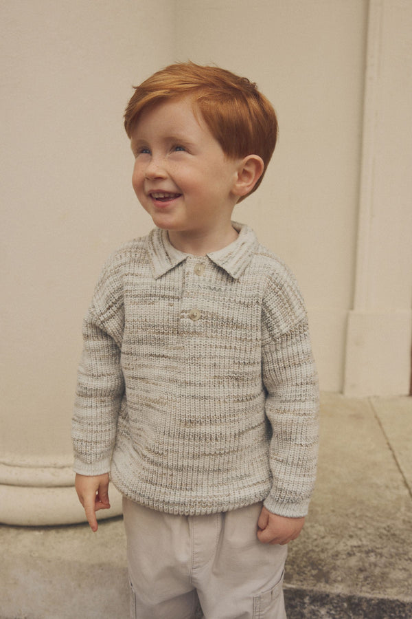 Neutral Long Sleeve Polo Shirt (3mths-7yrs)