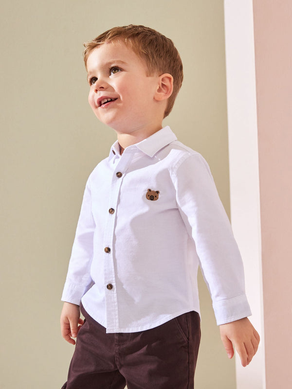 White Character Long Sleeve Oxford Shirt (3mths-7yrs)