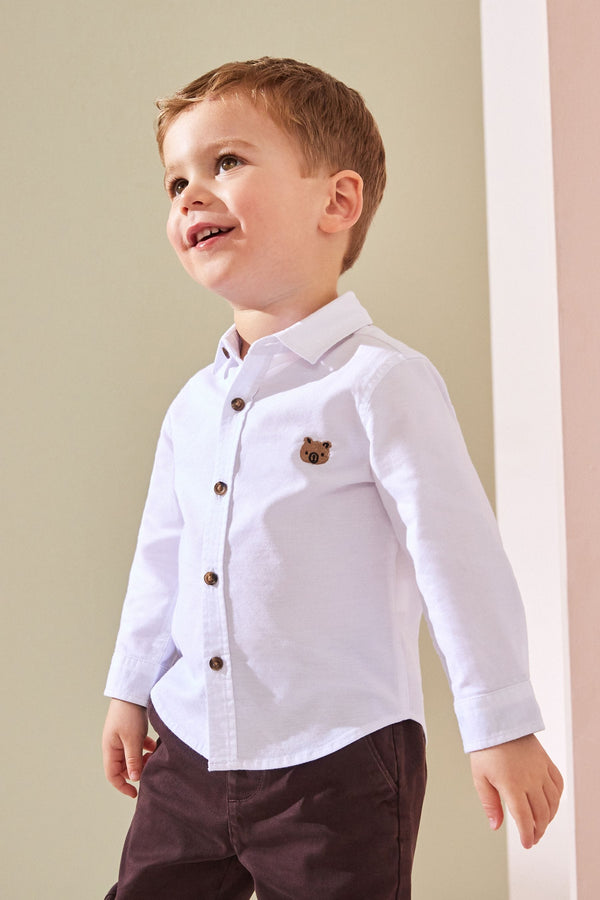 White Character 100% Cotton Long Sleeve Oxford Shirt (3mths-7yrs)