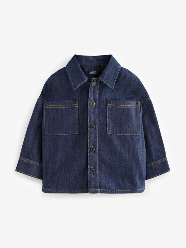 Dark Denim Rinse 100% Cotton Denim Shacket (3mths-7yrs)