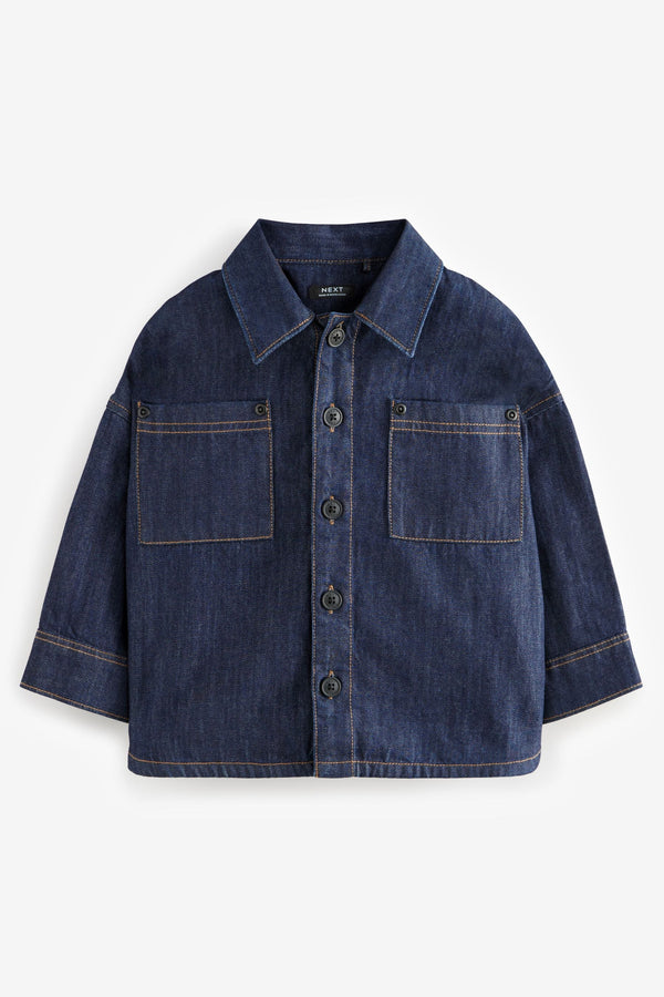 Dark Denim Rinse 100% Cotton Denim Shacket (3mths-7yrs)