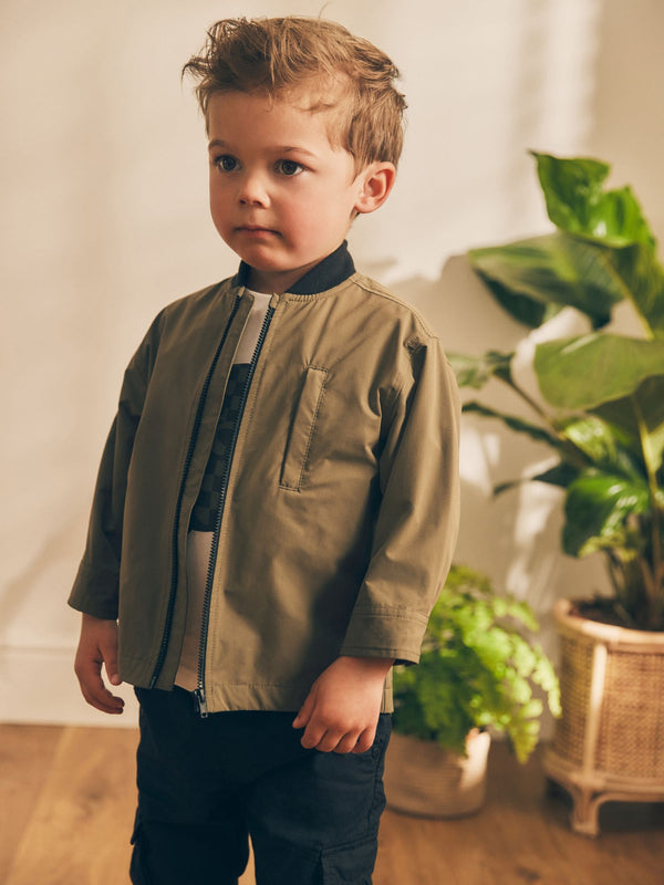 Khaki Green Shacket and T-Shirt Set (3mths-7yrs)