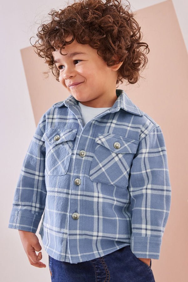 Light Blue Long Sleeve Check Shirt and T-Shirt Set (3mths-7yrs)