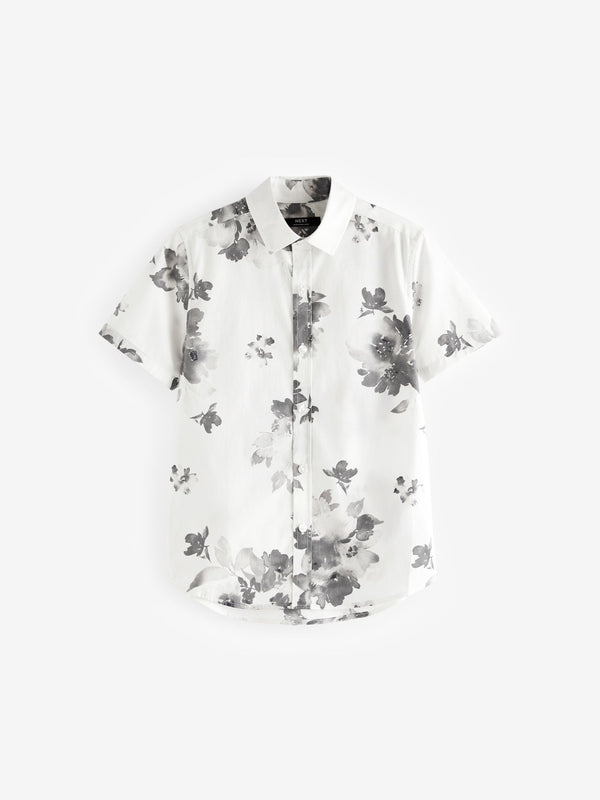 Black/White Short Sleeve Printed Shirt (3-16yrs)