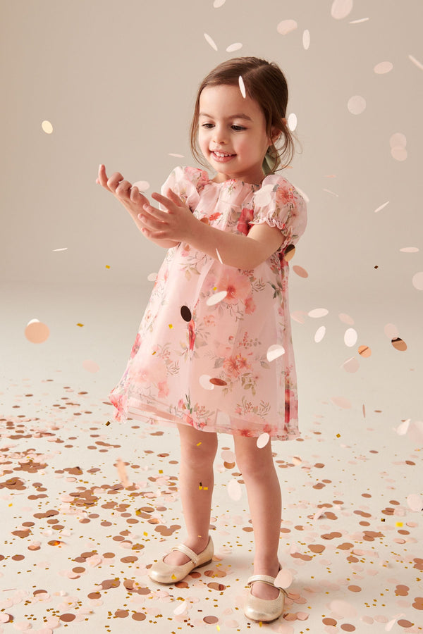 Pink Floral Organza Party Dress (3mths-8yrs)