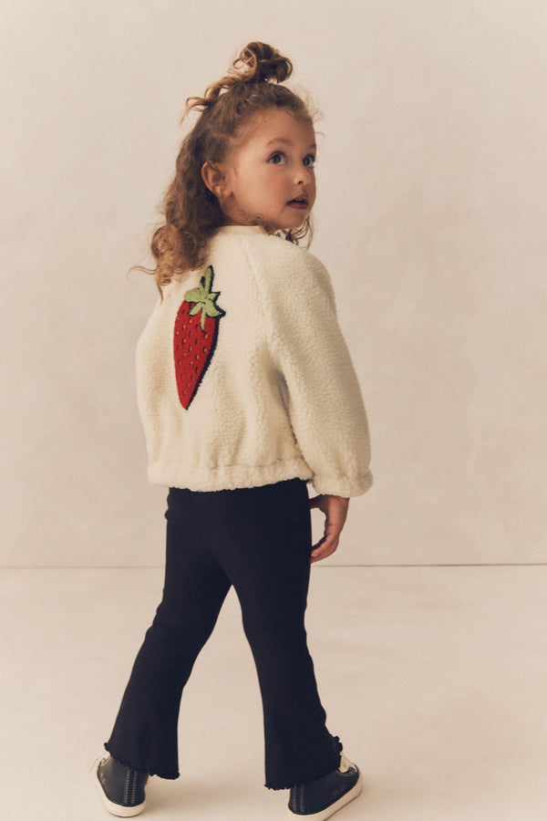 Cream Strawberry Borg Fleece Bomber Jacket (3mths-8yrs)