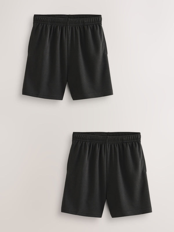 Black 2 Pack Sports Shorts (3-16yrs)