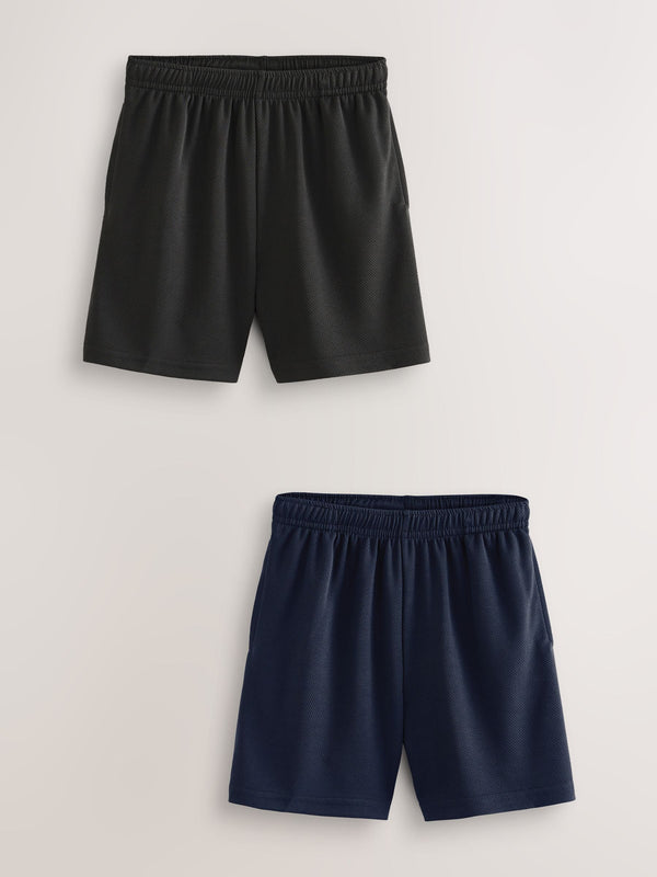 Black/Navy 2 Pack Sports Shorts (3-16yrs)