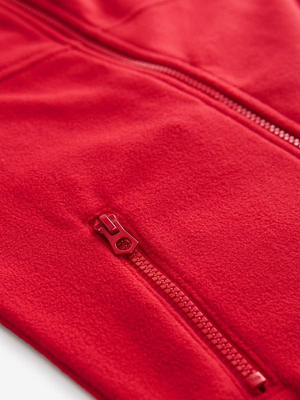 Red Zip-Up Fleece Jacket With Pockets (3-16yrs)