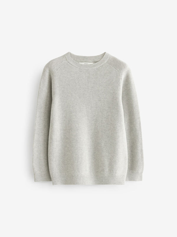 Grey Without Stag Cotton Crew Neck Knitted Jumper (3-16yrs)