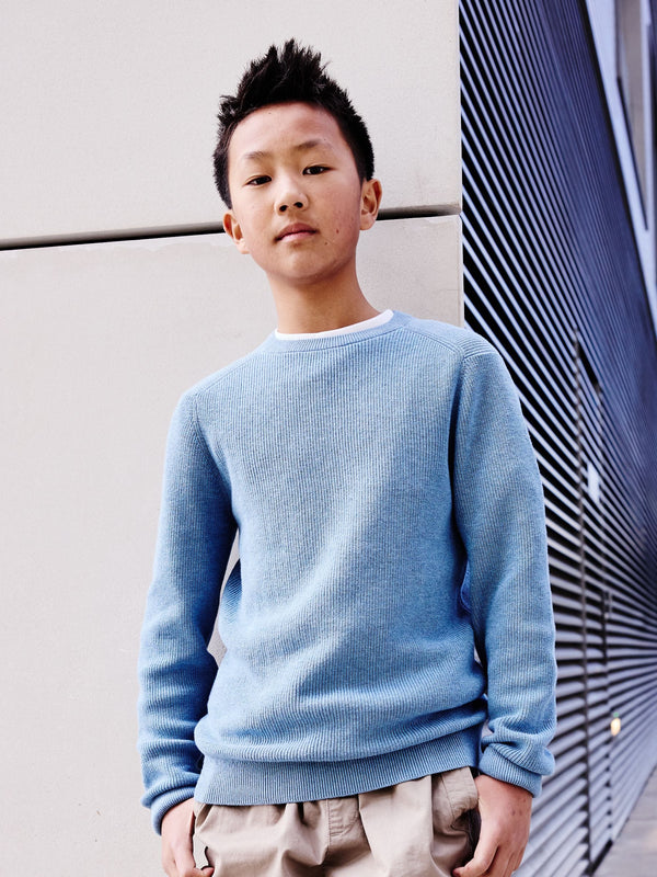Blue Without Stag Cotton Crew Neck Knitted Jumper (3-16yrs)