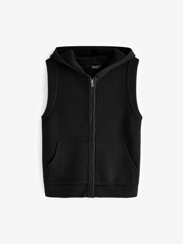Black Sleeveless Zip Through Hoodie (3-16yrs)