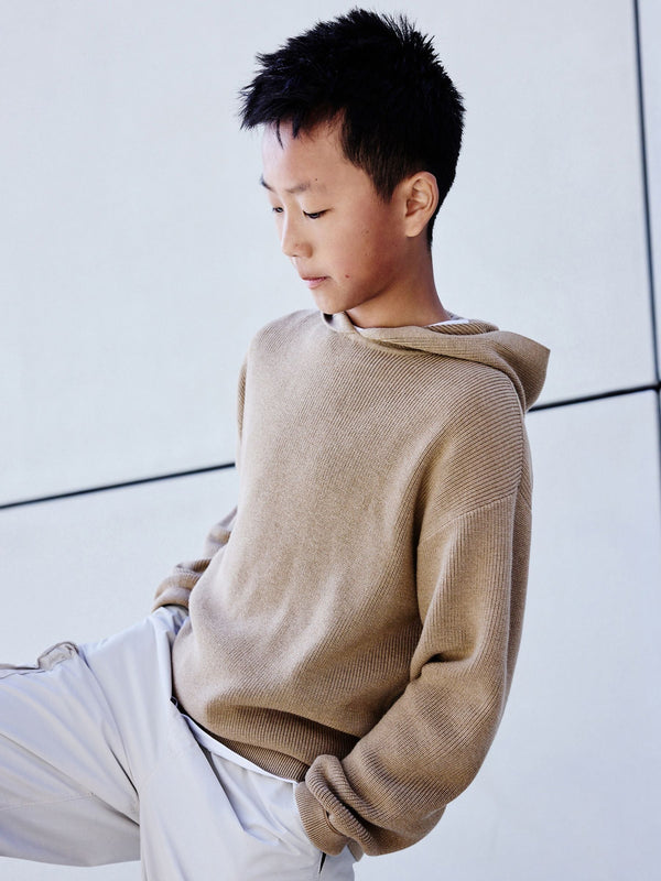 Tan Brown Knitted Hoodie (3-16yrs)
