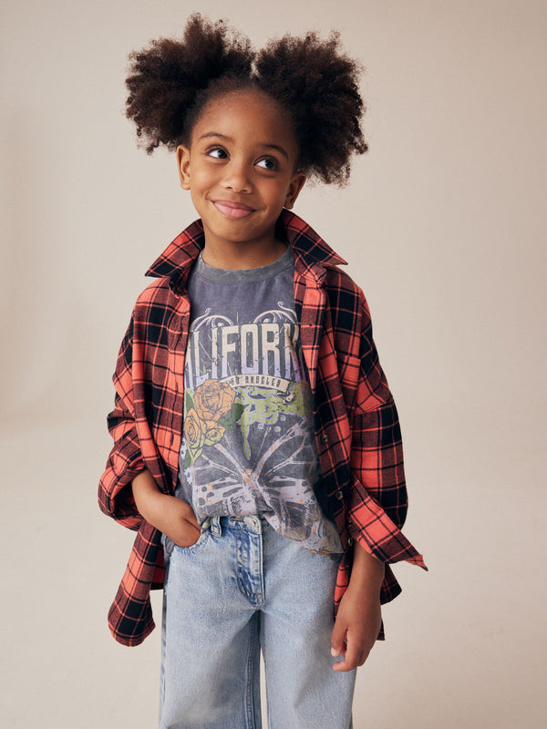 Red 100% Cotton Check Shirt And T-Shirt Set (3-16yrs)