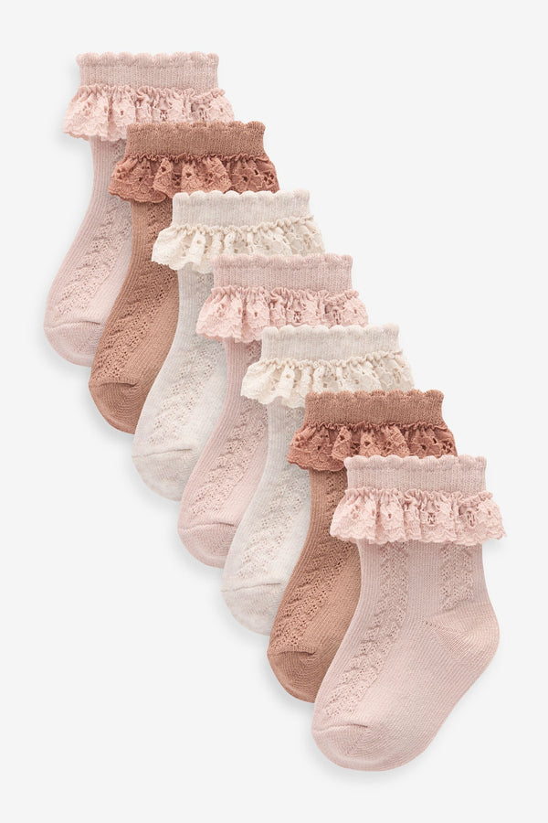 Neutral Baby Lace Socks 7 Pack (0mths-2yrs)