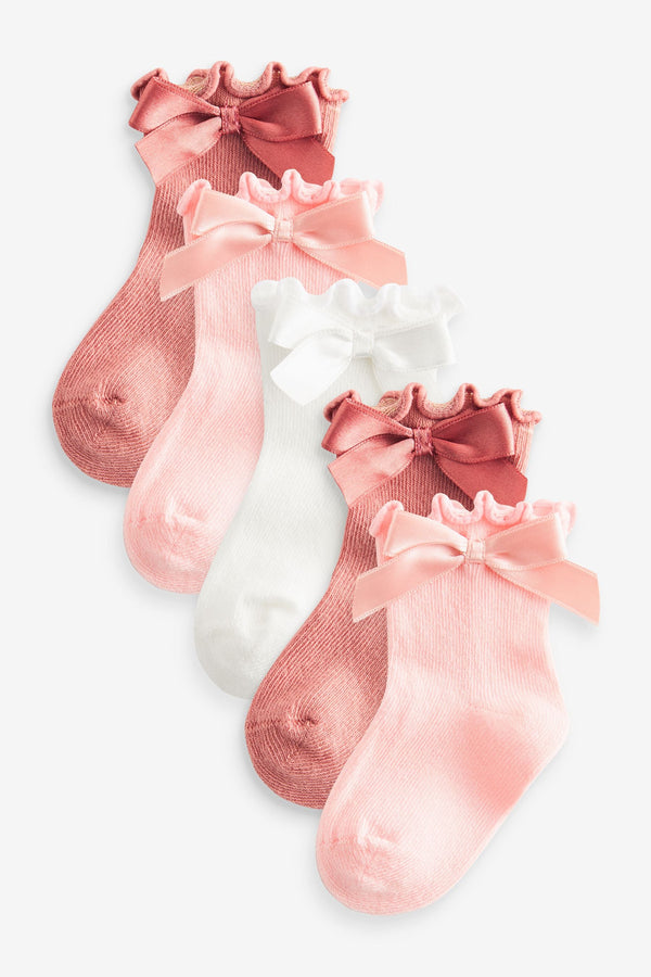 Pink Bow Baby Socks 5 Pack (0mths-2yrs)