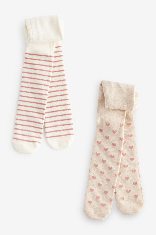 Pink/Cream Baby Tights 2 Pack (0mths-2yrs)