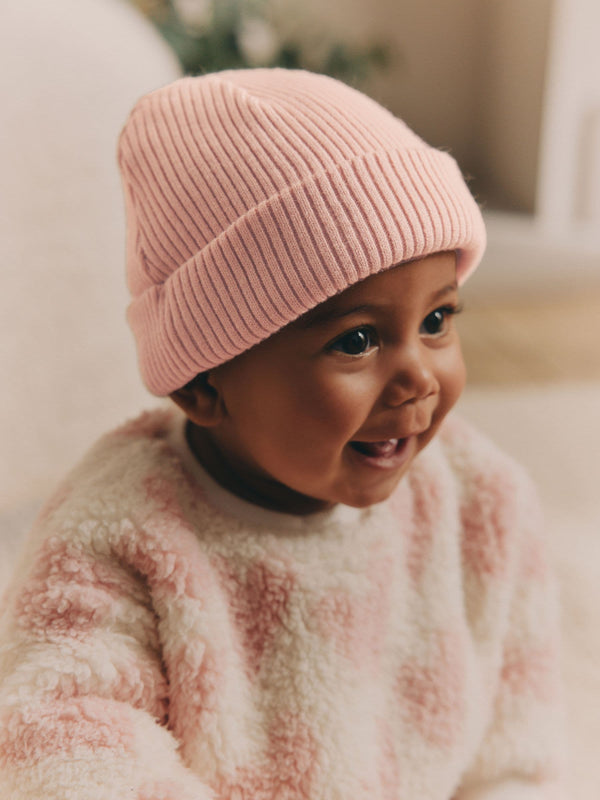 Pink Baby Beanie Hats 2 Pack (0mths-2yrs)