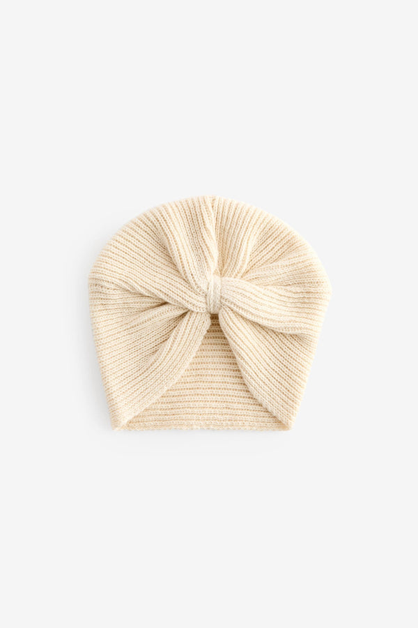 Cream Baby Knitted Turban Hat (0mths-3yrs)