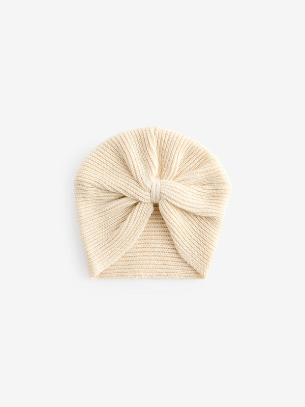 Cream Baby Knitted Turban Hat (0mths-3yrs)