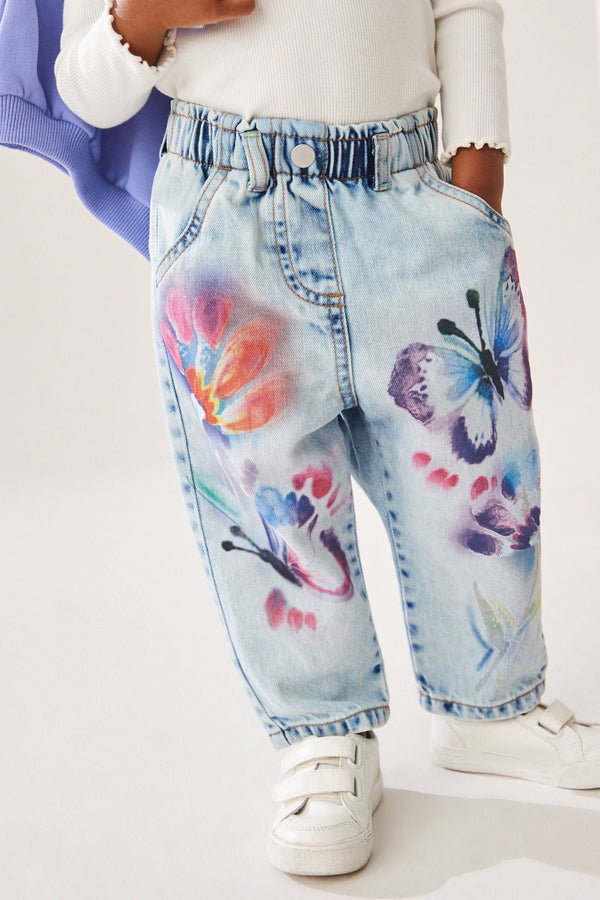 Denim 100% Cotton Butterfly Print Jeans (3mths-6yrs)