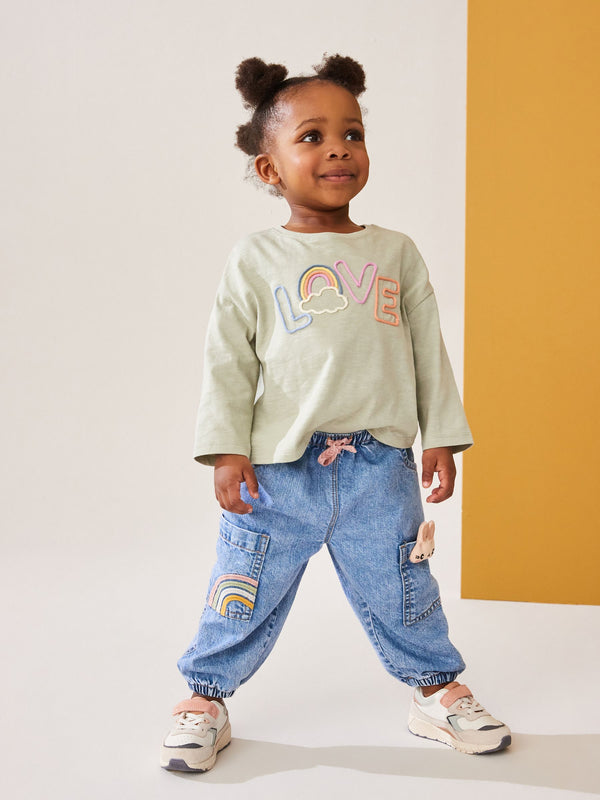 Denim Character Denim 100% Cotton Cargo Trousers (3mths-7yrs)