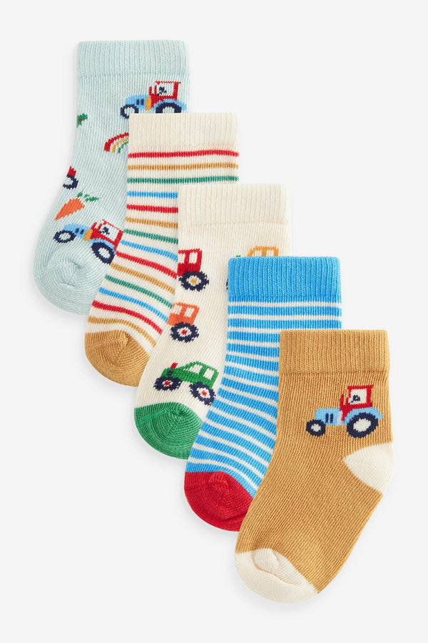 Blue/Yellow Baby Socks 5 Pack (0mths-2yrs)