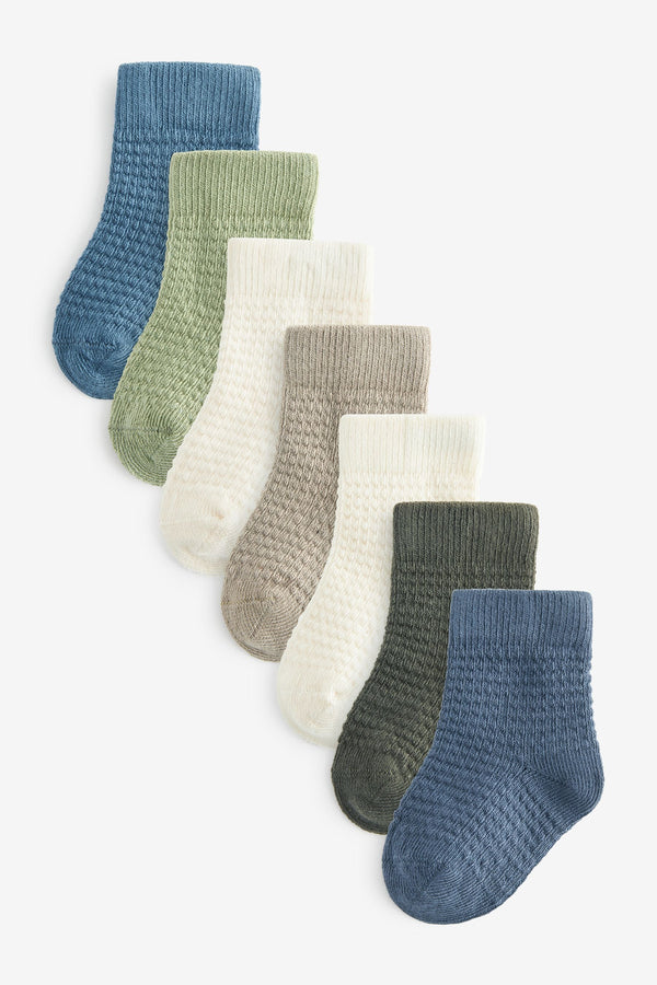 Blue/Green 7 Pack Baby Socks (0mths-2yrs)