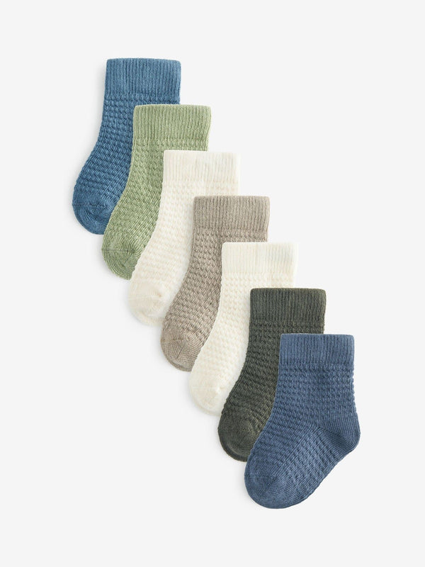 Blue/Green Baby Socks 7 Pack (0mths-2yrs)